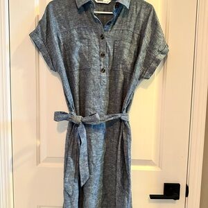 Sonoma Blue Polo Collar Midi Dress